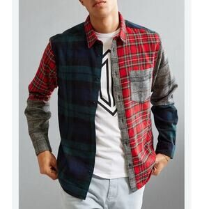 Urban Outfitters Shirt Mens Size L MultiPlaid Flannel Long Sleeve Button Holiday